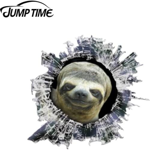 Jump Time 13cm x 12.2cm 3D Sloth window sticker Glass Slag Decal Reflective Stickers Waterproof Bird Decals