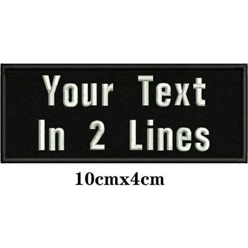 10x4cm Embroidery 2 lines Custom Name Text Patch Stripes badge Iron On Or Velcro Backing Patches For Clothes Backpack Hat