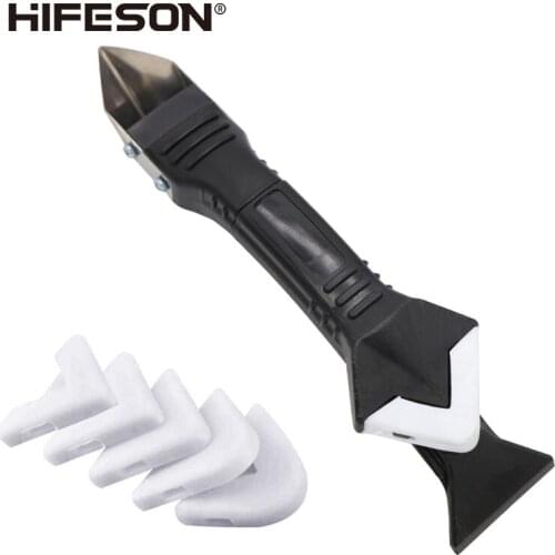 HIFESON High-quality 7PCS Metal 5 in 1 Silicone Glass Cement Scraper Tool Blade for Caulking Doors and Windows