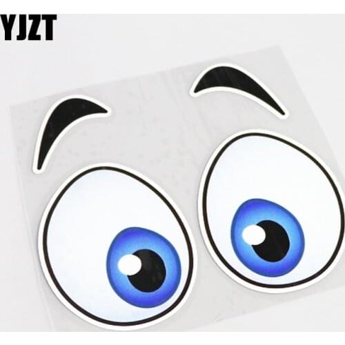 YJZT 14CM*12.7CM Cartoon High-quality Fun Eye Car Sticker Decoration Decal PVC 13-0446