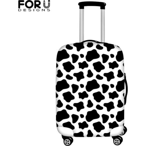 FORUDESIGNS New Fashion Thicken Suitcase Protective Covers Black And White Cow Pattern Print Travel Luggage Dustproof Cover