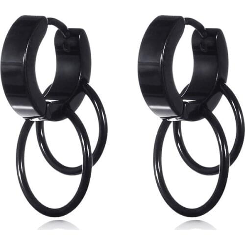 New Arrival Stainless steel Round Shaped Two Circle Pendant Stud Earring For Women Ear Jewelry Gifts 1 piece