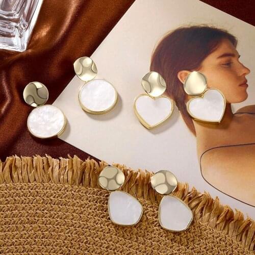 Fashion Gold Sliver Acrylic Drop Earrings For Women 2019 New Vintage Round Heart Geometric Dangle Earring Statement Jewelry Gift