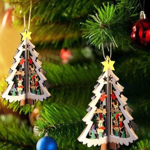 1PC New 3D Decoration Home Party Decor Wooden Pendant Hanging High Quality Pendants Xmas Tree Christmas Tree Ornament