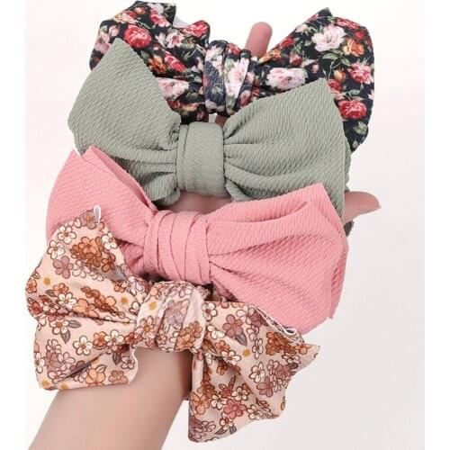 24pc/lot 2020 7" Hair Bows Waffle Floral Headband Plaid Dot Prints Kids Head Wraps Festival DIY Girls Hair Accessories Hair Band