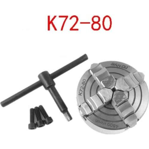 3inch Lathe Chuck K72-80 4-Jaw Independent & Reversible Drill Chuck Jaw Metal Lathe Chuck Turning Machine Lathe Accessories