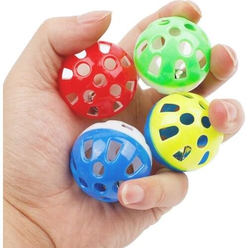 4pcs Colorful Hollow Plastic Ball Round Sound Toys with Jingle Bell for Cat Kitten Dog Small Pet Playing Supplies