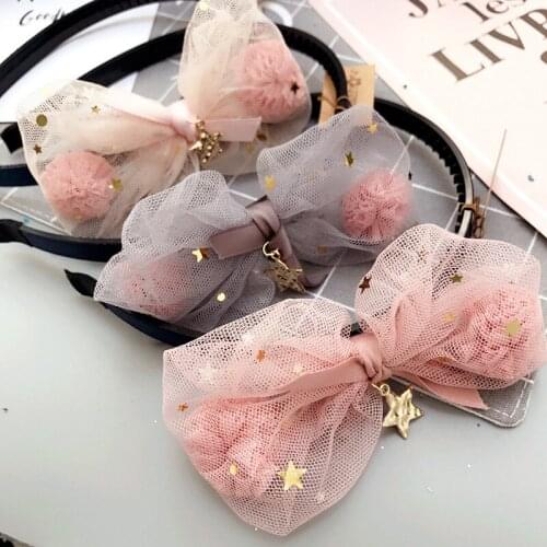 6pcs/lot Korean Lace Flower Crown Ball Hair Band Gauze Hair Accessories lovely Embroidery Headbands for Girls Head Band Hair Bow
