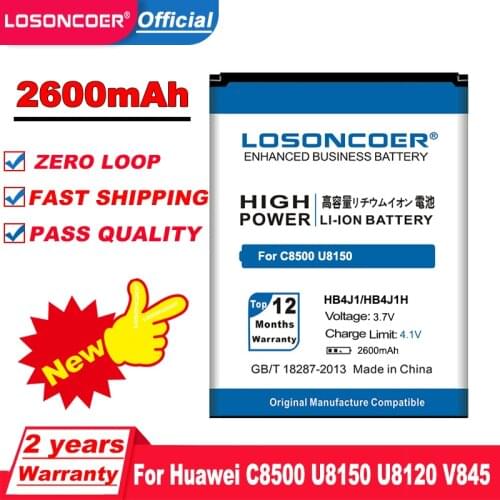 LOSONCOER 2600mAh HB4J1 / HB4J1H Battery for Huawei C8500 U8150 U8120 V845 IDEOS X3 T8300 U8500S T8100 phone