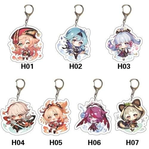 Anime Keychain Genshin Impact Venti Paimon Player Diluc Klee KeyChains for Women Accessories Cute Bag Pendant Key Chain Gift