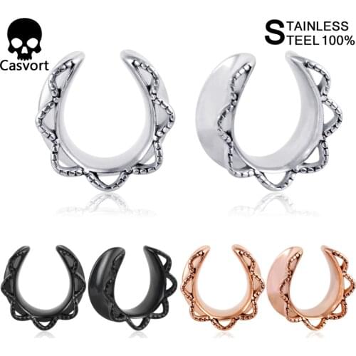 Casvort 2 PCS Saddle Tunnels Ear Hangers Ear Gauges Plugs Stretcher Earring Piercing Body Jewelry (6mm-25mm)