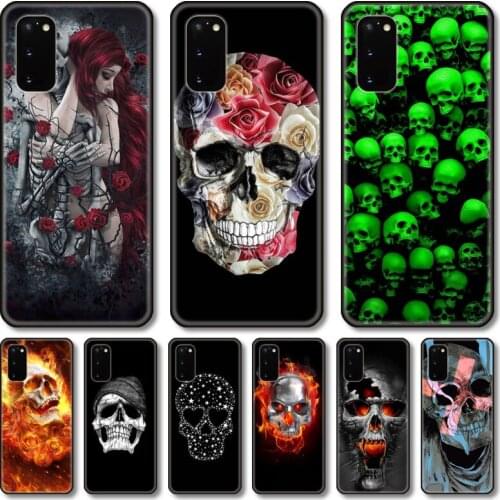 Skeleton skull Phone Case For Samsung Galaxy Note S 21 20 10 9 8 E Lite FE UW Ultra 5G PRO Black Shell Cover