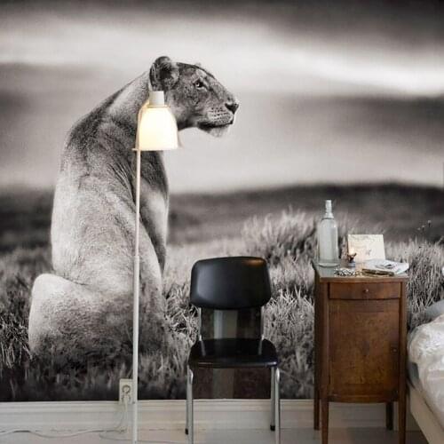 Black and White Alone Leopard Animal Papel Mural 3d Wallpaper for Bedroom Sofa Background 3d Wall Photo Murals 3d Wall Stickers