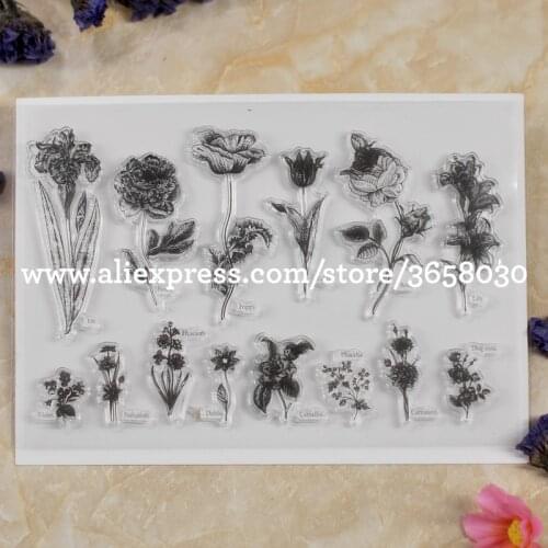 Flowers Iris Peony Poppy Tulip Rose Lily Violet Scrapbook DIY photo cards rubber stamp clear stamp transparent stamp 8052702