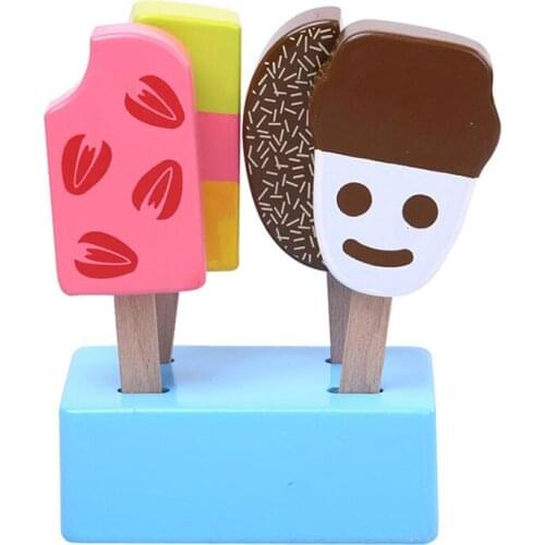 Wooden childrens toys childrens kitchen simulation cream popsicles popsicle model colorful popsicle toys Gift for children