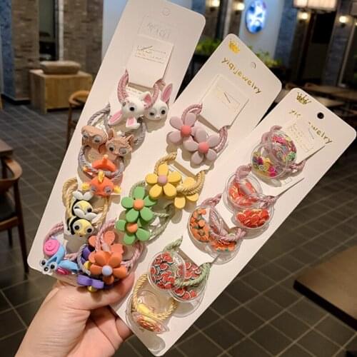 Childrens 10 Piece Head Rope High Elasticity Cute Bunny Suit Candy Color Tie Head Rope Hair Tie