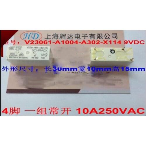HOT NEW 9V relay V23061-A1004-A302-X114 9VDC V23061-A1004-A302-X114-9VDC V23061A1004A302X114V 9VDC DC9V 9V 10A 250VAC 4PIN