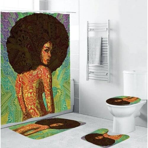 And 4Pcs/Set of American And European Girls Anti-Slip Bathroom Rugs as Showers Curtain Toilet Cover Bath Mat Home Decoration