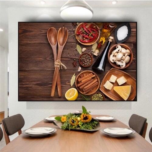 Spices and Spoon Kitchen Canvas Painting Restaurant Posters and Prints Cuadros Wall Art Pictures for Living Room Home Decoration