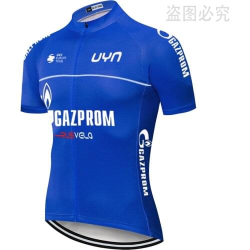Gazprom team cycling jersey 2021 quick dry cycling clothing breathable short sleeve maglia ciclismo uomo