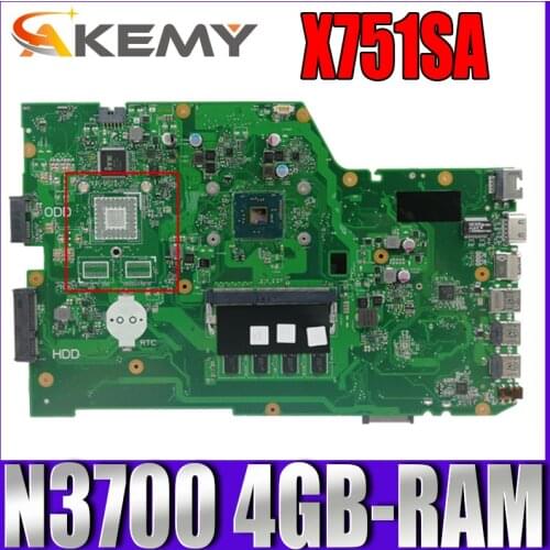 Akemy X751SA Laptop motherboard for ASUS X751SA X751S original mainboard 4GB-RAM N3700 GM