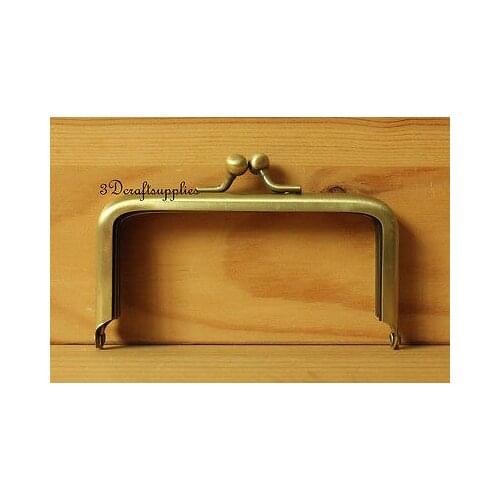 Metal purse frame glue on clasp clip anti bronze 4 inch X 2 inch P23
