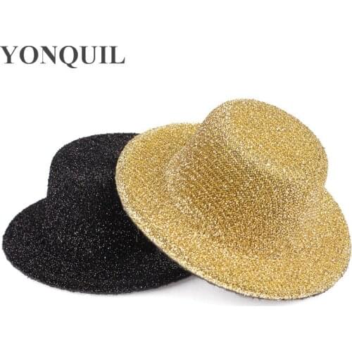 8 CM Size Children Mini Top Hat For Girls Boys Party Tea Show Blingbling Fedora Cap Women Wedding DIY Hair Accessories 24Pcs/Lot