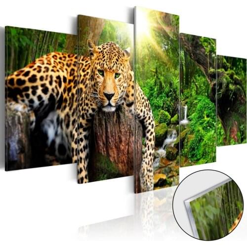 5 Piece Canvas Modular Poster Home Decor Paintings HD Printed Living Room Ferocious Leopard Pictures Animal Frame Wall Artwork