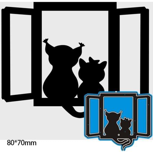 Metal Cutting Dies CATS & WINDOW New for decor card DIY Scrapbooking stencil Paper Album template Dies 80*70mm