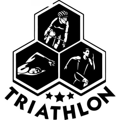 Triathlon Swimming Cycling Running Sports PVC Car Sticker Scratch Cover Decorative Applique Creative Black/White,16cm*15cm