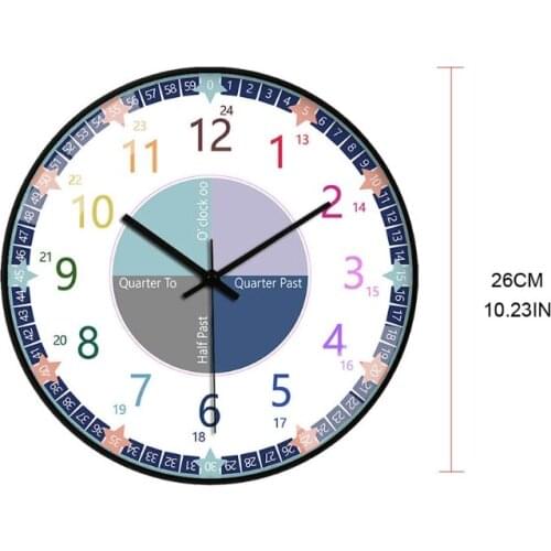 Early Education Learning Wall Clock Children Kids Silent Teaching Aids Math