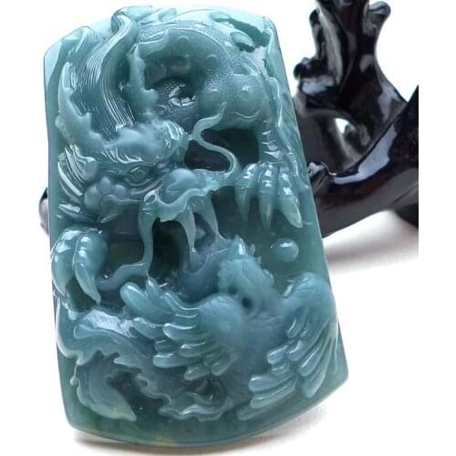 Jade A goods Good kind of delicate blue water dragon and phoenix Chengxiang pendant ep2899
