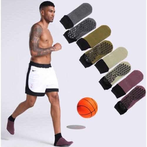 4 Pairs/New Mens Sports Socks Men Cotton Silica Yoga Pilates Anti-Skid Short Socks Man High Quality Wicking Basketball Socks