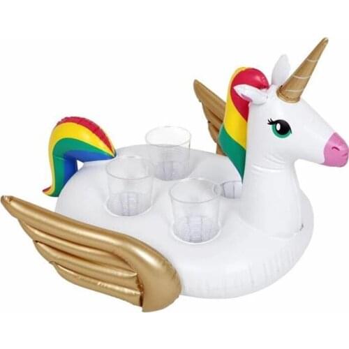 New 4 Hole Unicorn Beverage boat Inflatable Cup Holder Pool Float Coasters Cola For Adults Children Beach Water Toys