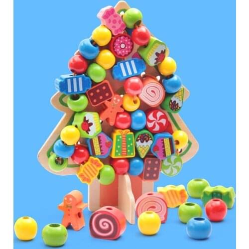 Fly AC Montessori Learning Education Wooden Toys Cartoon candy tree Fruit Beads Educational Toy For Children Birthday gift