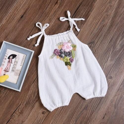 Clothes For Female Newborns 2018 White Summer Baby Infant Bodysuit Romper Belt Flower Bebes Carters New Born Baby Girl Clothes