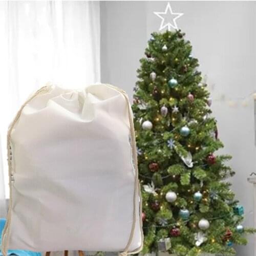 Wholesale DIY Sublimation Santa Sacks With Double String Handmade Christmas Eve Candy Bag In Bulk For Children New Year Gift