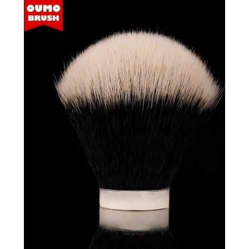 OUMO BRUSH-Tuxedo White tip on black synthetic hair shaving brush knots（New hair