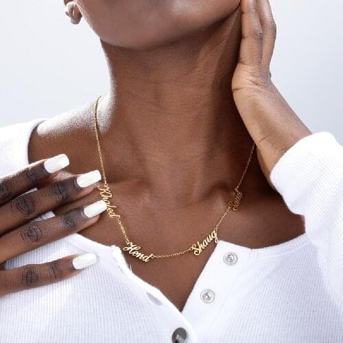 3UMeter Custom Name Necklace Stainless Steel Customized Necklace With Multiple Names Women Necklace For Gift Dropshipping