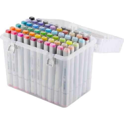 80 Slot Plastic Carrying Marker Case Holder Storage Organizer Box for Paint Sketch Markers-Fits for Markers Pen from 15mm to 18m