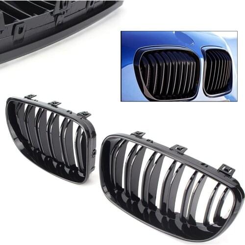 2Pcs Car Front Center Grille Mesh Grill For BMW E81 E87 1 Series 2008 2009 2010 2011 ABS Plastic Gloss Black