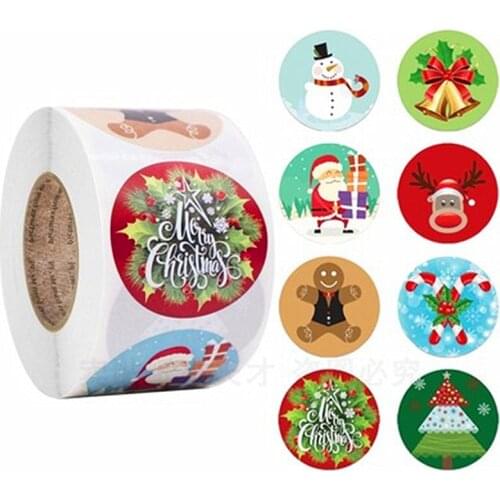 Christmas Pattern Sealing Sticker Xmas Gift Decor Sticker Packaging Stationery Sticker Happy Holidays Decoration Seal Label