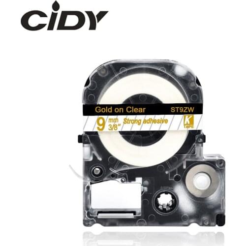9mm Gold on Clear ST9ZW LC-3TKN adhesive ribbon label tape for kingjim/epson label maker LW300 LW400 LW-600P