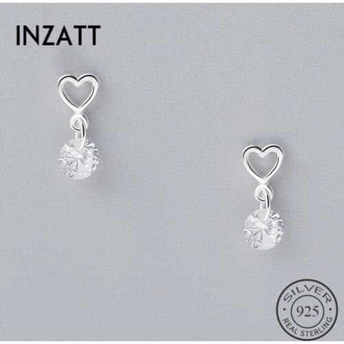 INZATT Hollow Heart Dangle Drop Crystal Earrings For Women Romantic Anniversary 925 Sterling Silver Fine Jewelry 2018 Gifts