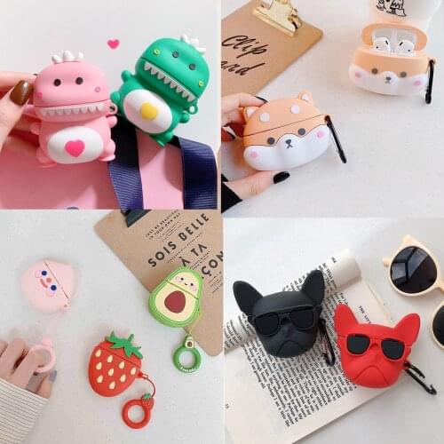 3D animal Case For AirPods Case airpods 2 cute dogs/ love Dinosaur Cartoon silicon headphone Cover For Apple Air pods 2 fundas