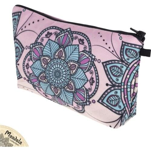 Makeup Handbags Lipstick Organizer Pencil Cases Women Cosmetic Zipper Bag Travel Waterproof Datura Flowers Makeup Brush Storage