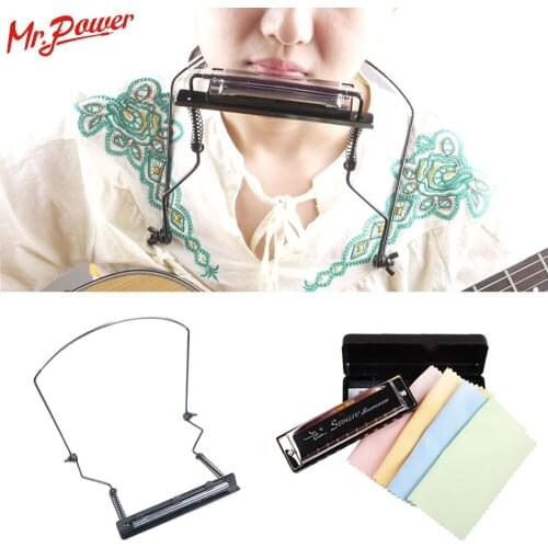 10 Holes C Key Swan Harmonica Silver Diatonic Blues Mouth Organ and Neck Holder Adjustable Harmonica Metal Harp Rack Metal Stand