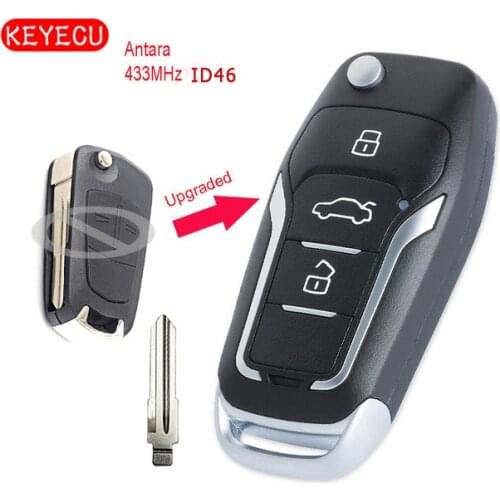 Keyecu Upgraded Flip Remote Car Key Fob 2/ 3 Button Optional 433MHz ID46 Chip for Opel Antara Uncut HU46 Blade
