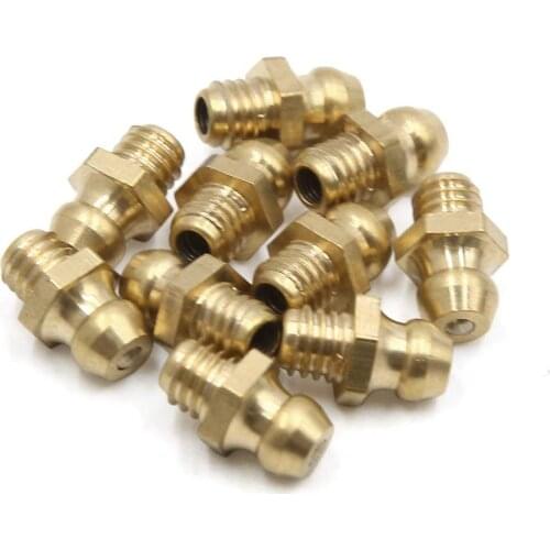 Uxcell 10pcs M6 x 1 Brass Thread Straight 45 Degree Angle Grease Nipple Fitting for Car Motorcycle