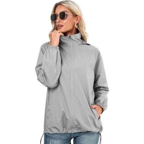 CINESSD Hooded Waterproof Coat Black Long Sleeves Zipper Up Outdoor Sports Mountaineering Windbreaker Solid Raincoat Jacket